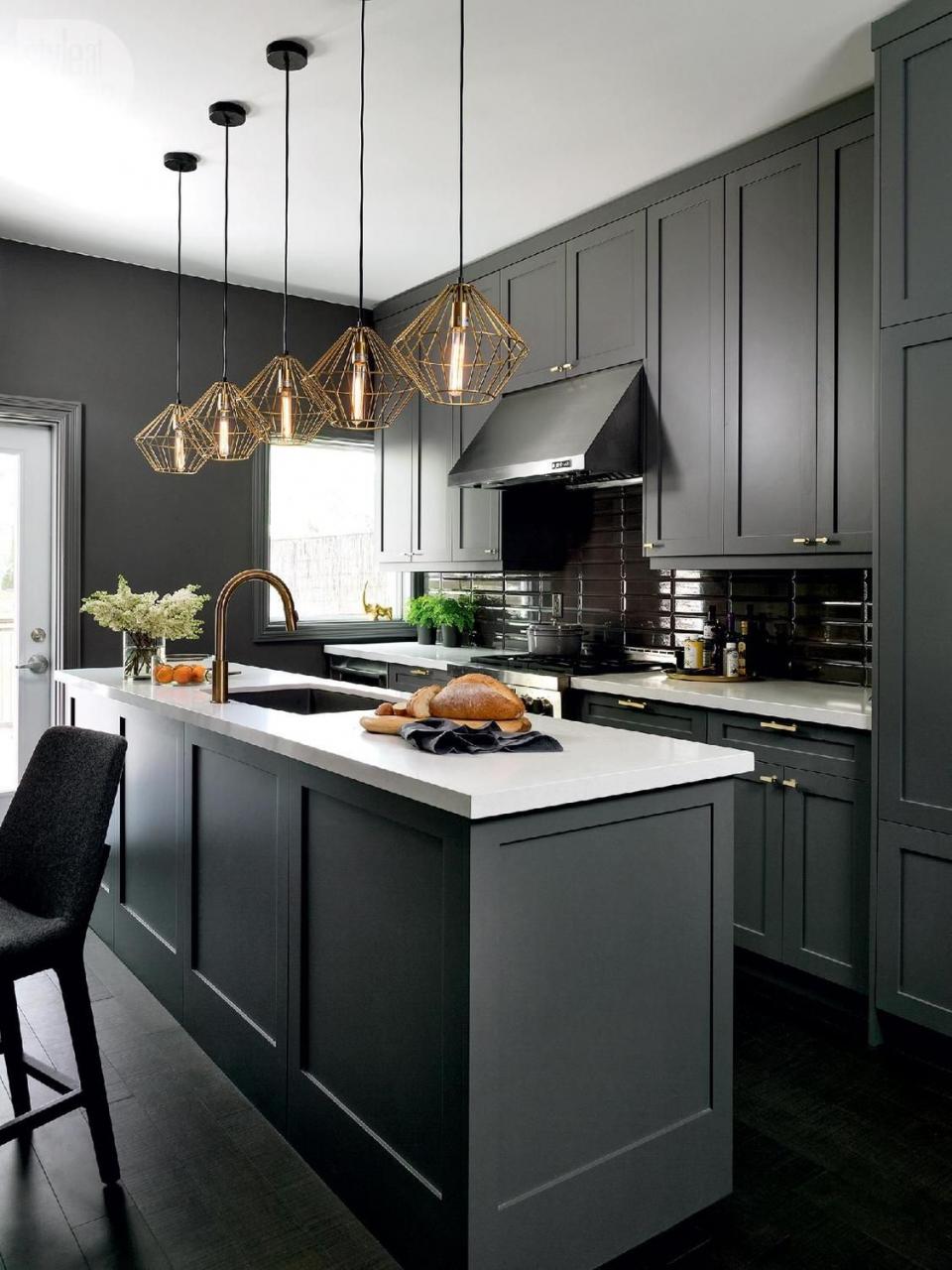 White and dark grey kitchen cabinet